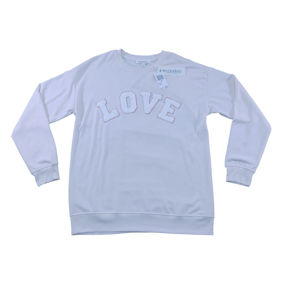 Workshop Republic Clothing Womens Pink LOVE Graphic Sweatshirt Fleece Size SP